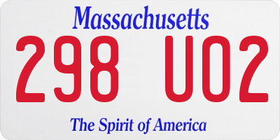 MA license plate 298UO2