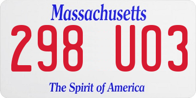 MA license plate 298UO3