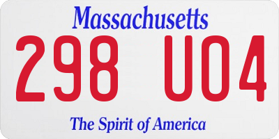 MA license plate 298UO4