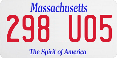 MA license plate 298UO5