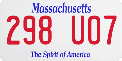MA license plate 298UO7