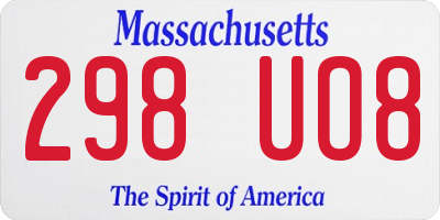 MA license plate 298UO8