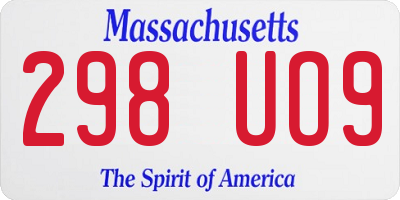 MA license plate 298UO9