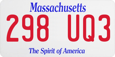 MA license plate 298UQ3