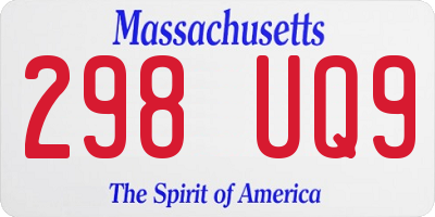 MA license plate 298UQ9