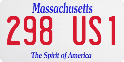 MA license plate 298US1