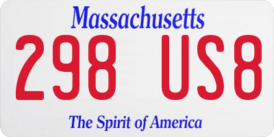 MA license plate 298US8