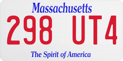 MA license plate 298UT4