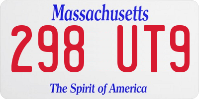 MA license plate 298UT9