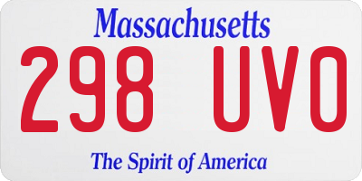 MA license plate 298UV0