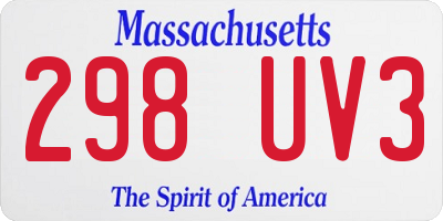 MA license plate 298UV3