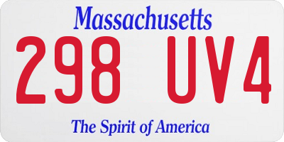 MA license plate 298UV4