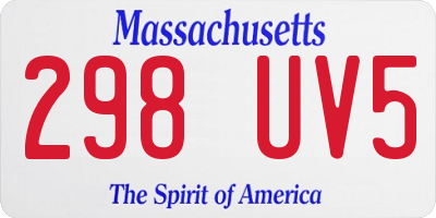 MA license plate 298UV5