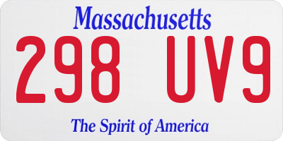 MA license plate 298UV9