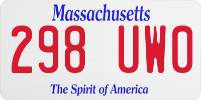 MA license plate 298UW0