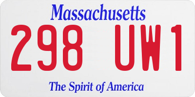 MA license plate 298UW1