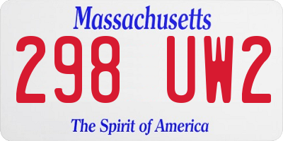MA license plate 298UW2