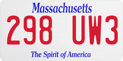 MA license plate 298UW3