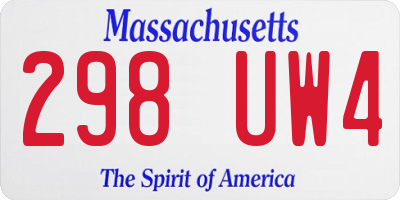 MA license plate 298UW4