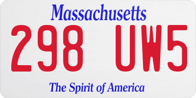 MA license plate 298UW5