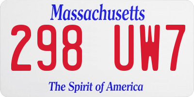 MA license plate 298UW7