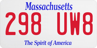 MA license plate 298UW8