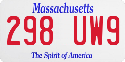 MA license plate 298UW9