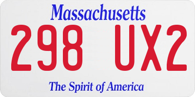 MA license plate 298UX2