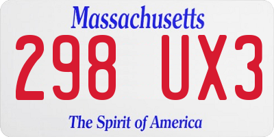 MA license plate 298UX3