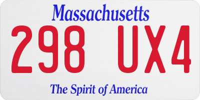 MA license plate 298UX4