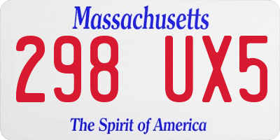 MA license plate 298UX5