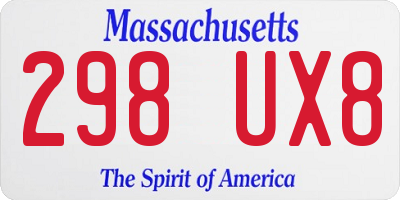 MA license plate 298UX8