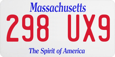 MA license plate 298UX9