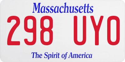 MA license plate 298UY0