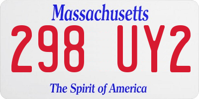 MA license plate 298UY2