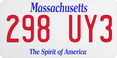 MA license plate 298UY3