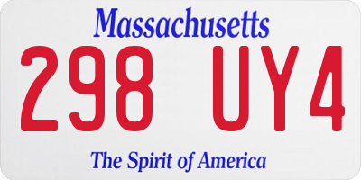 MA license plate 298UY4