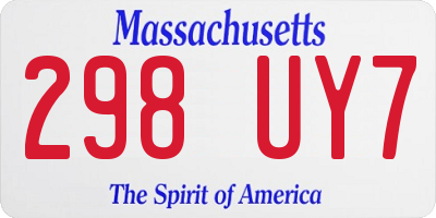 MA license plate 298UY7