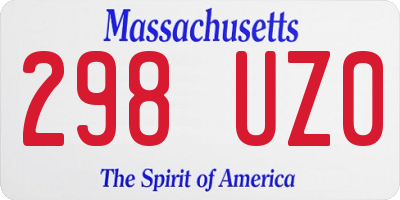 MA license plate 298UZ0