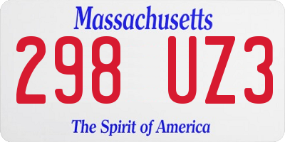 MA license plate 298UZ3