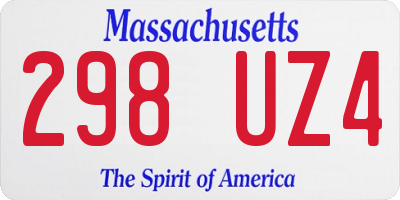 MA license plate 298UZ4