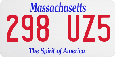 MA license plate 298UZ5