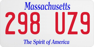 MA license plate 298UZ9