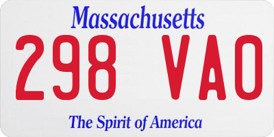 MA license plate 298VA0