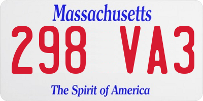 MA license plate 298VA3