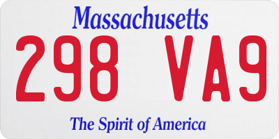 MA license plate 298VA9
