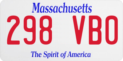 MA license plate 298VB0
