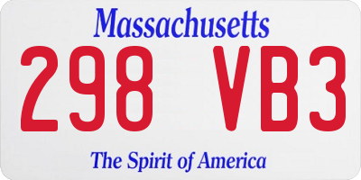 MA license plate 298VB3