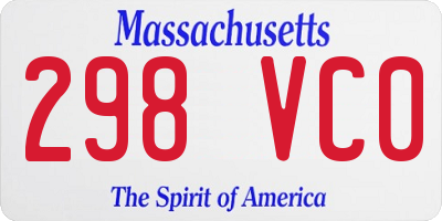 MA license plate 298VC0