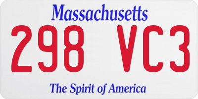 MA license plate 298VC3